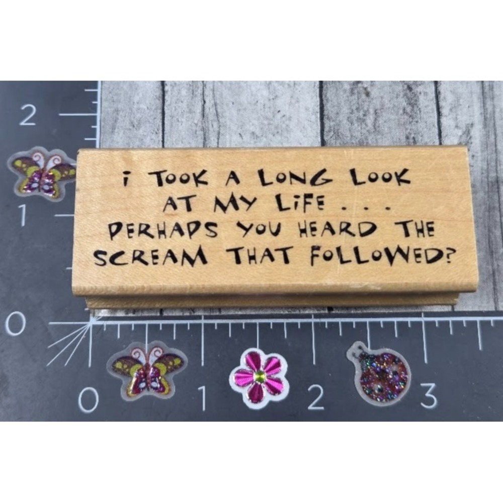 Art Impressions Took A Long Look Perhaps Heard Scream Rubber Stamp Wood #J114